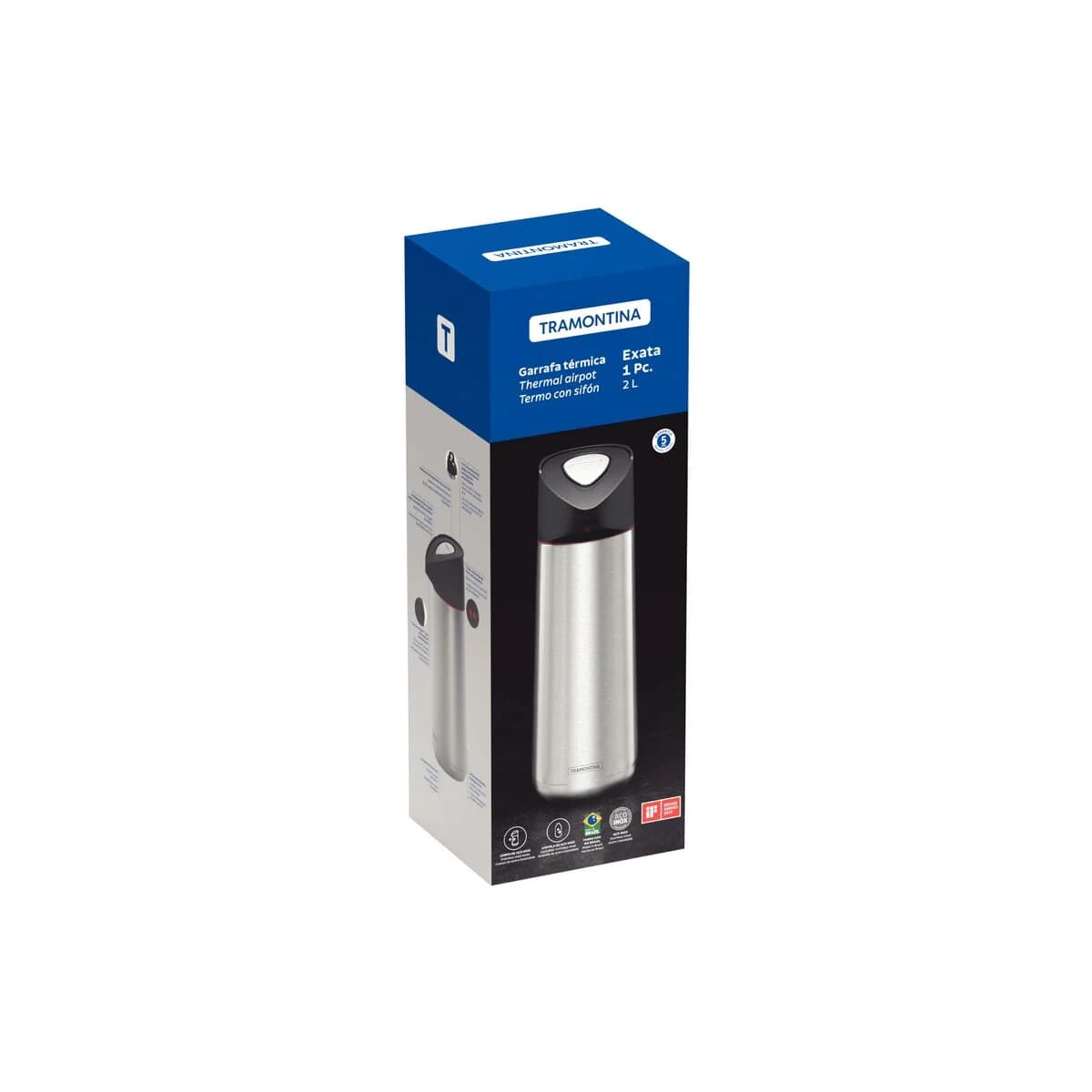 Termo con Sifon Tramontina Exata Acero Inoxidable 2 Litros — miniatura 3