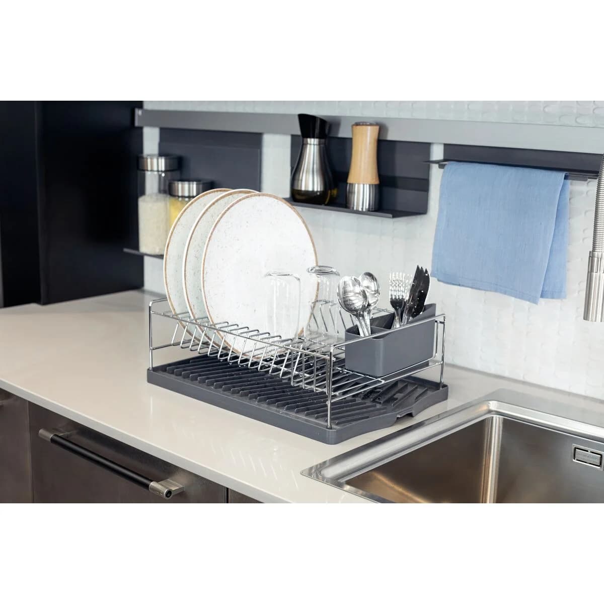 Escurridor Platos Tramontina Plurale Acero Inox con Bandeja — miniatura 4