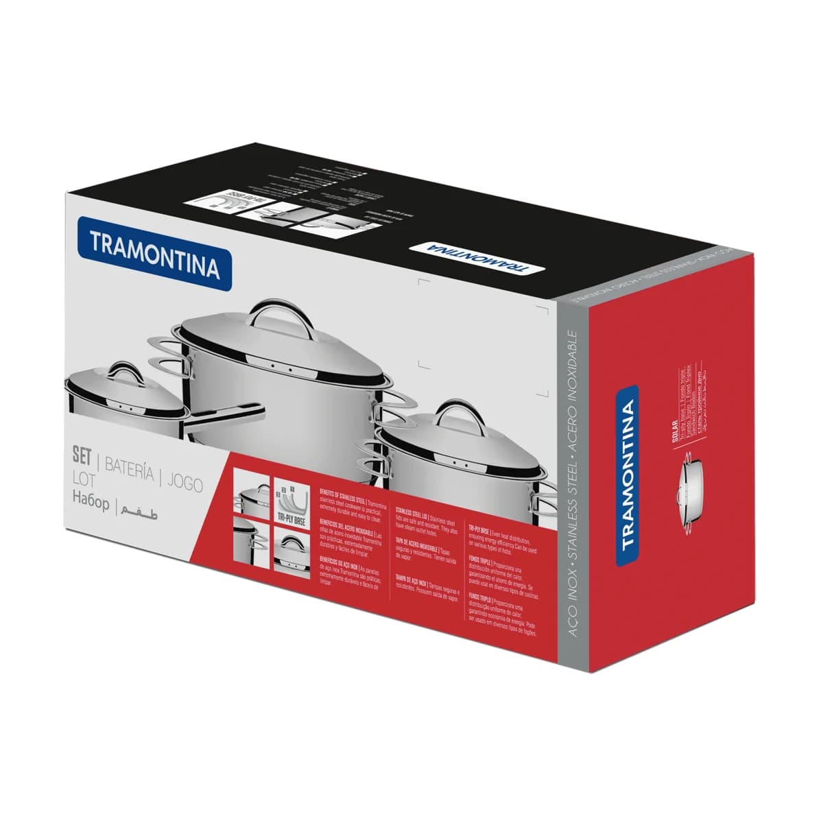 Bateria De Cocina Acero Inox Triple Fondo 4 Pzs Tramontina — miniatura 2