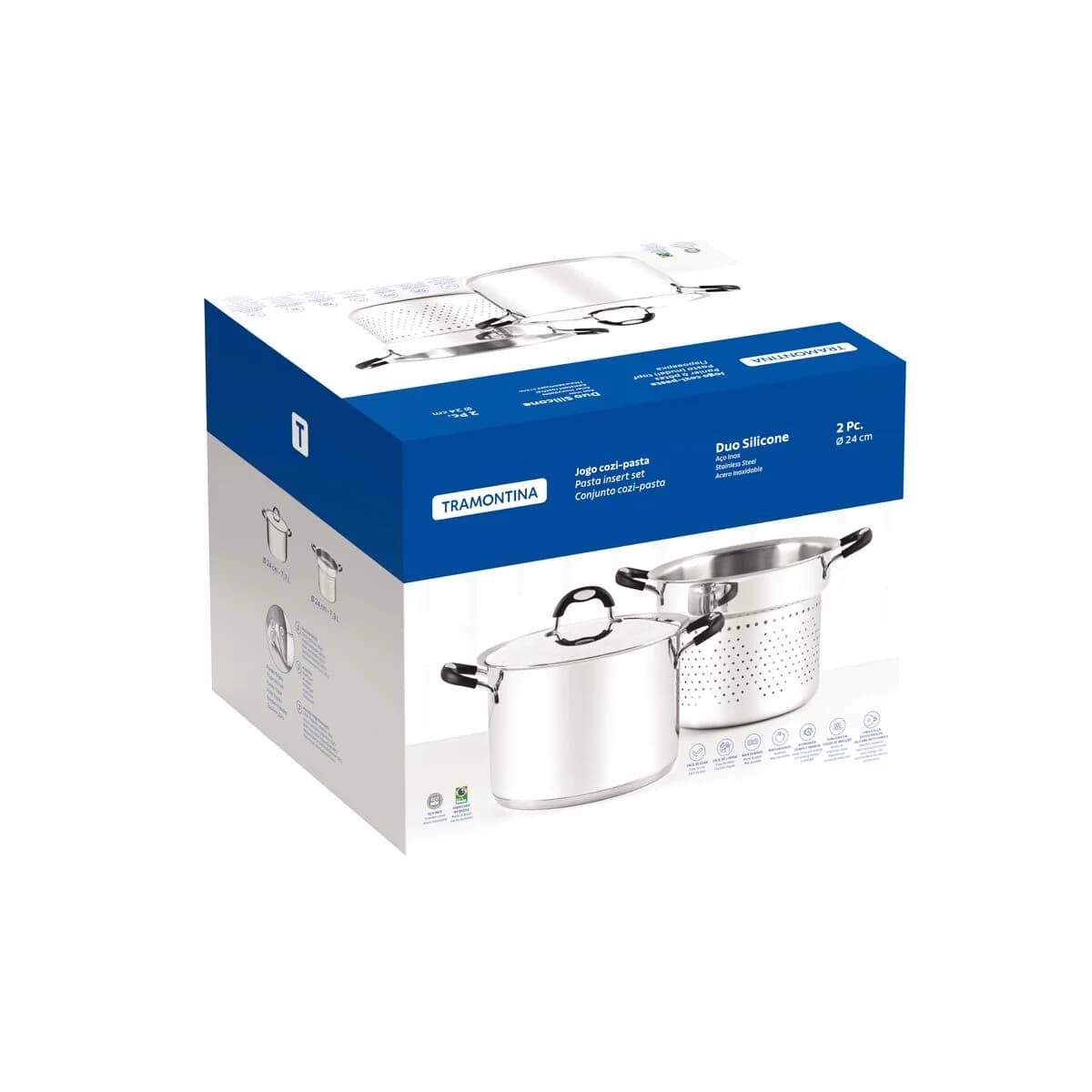 Juego Cozi Pasta Tramontina Triple Fondo Induccion 24 CM — miniatura 2