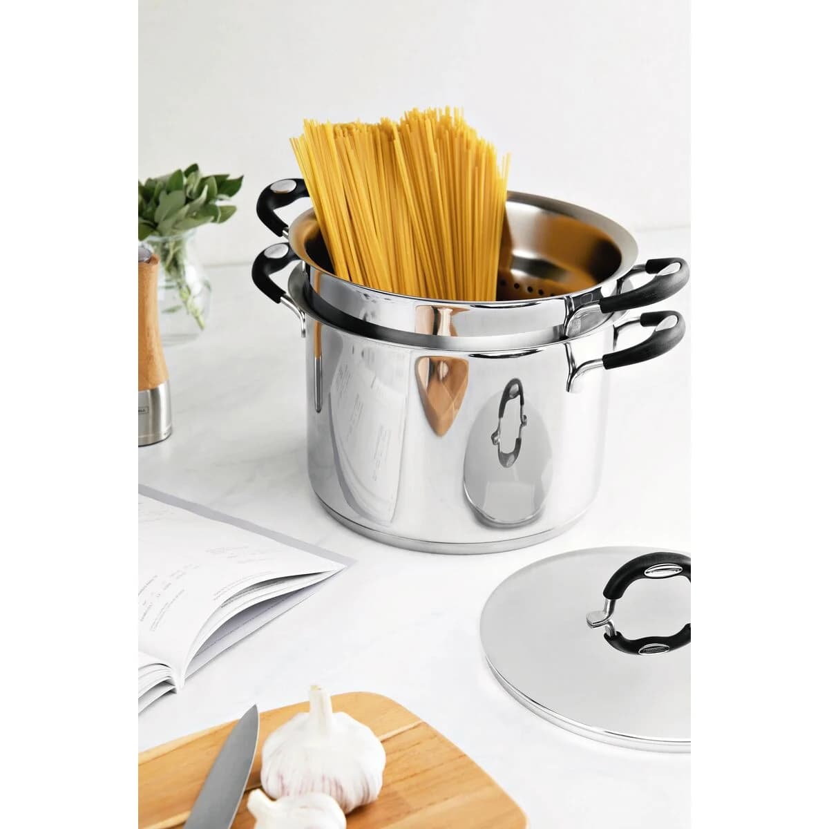 Juego Cozi Pasta Tramontina Triple Fondo Induccion 24 CM — miniatura 4