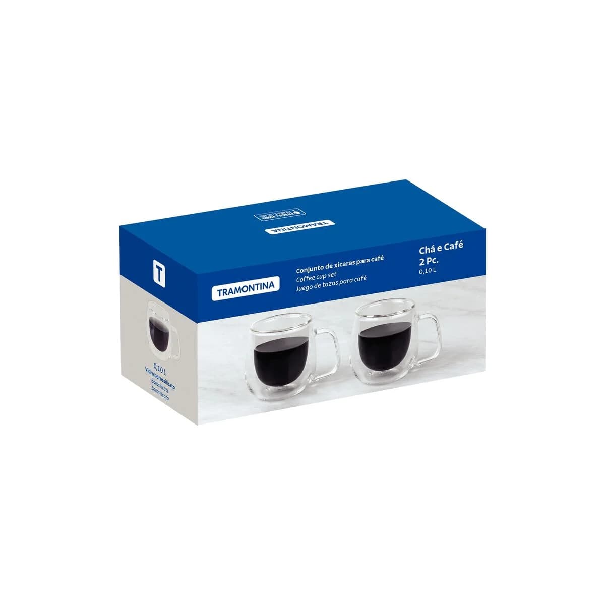Taza Doble Vidrio Tramontina Cafe x2 Unid. 100 ml — miniatura 2