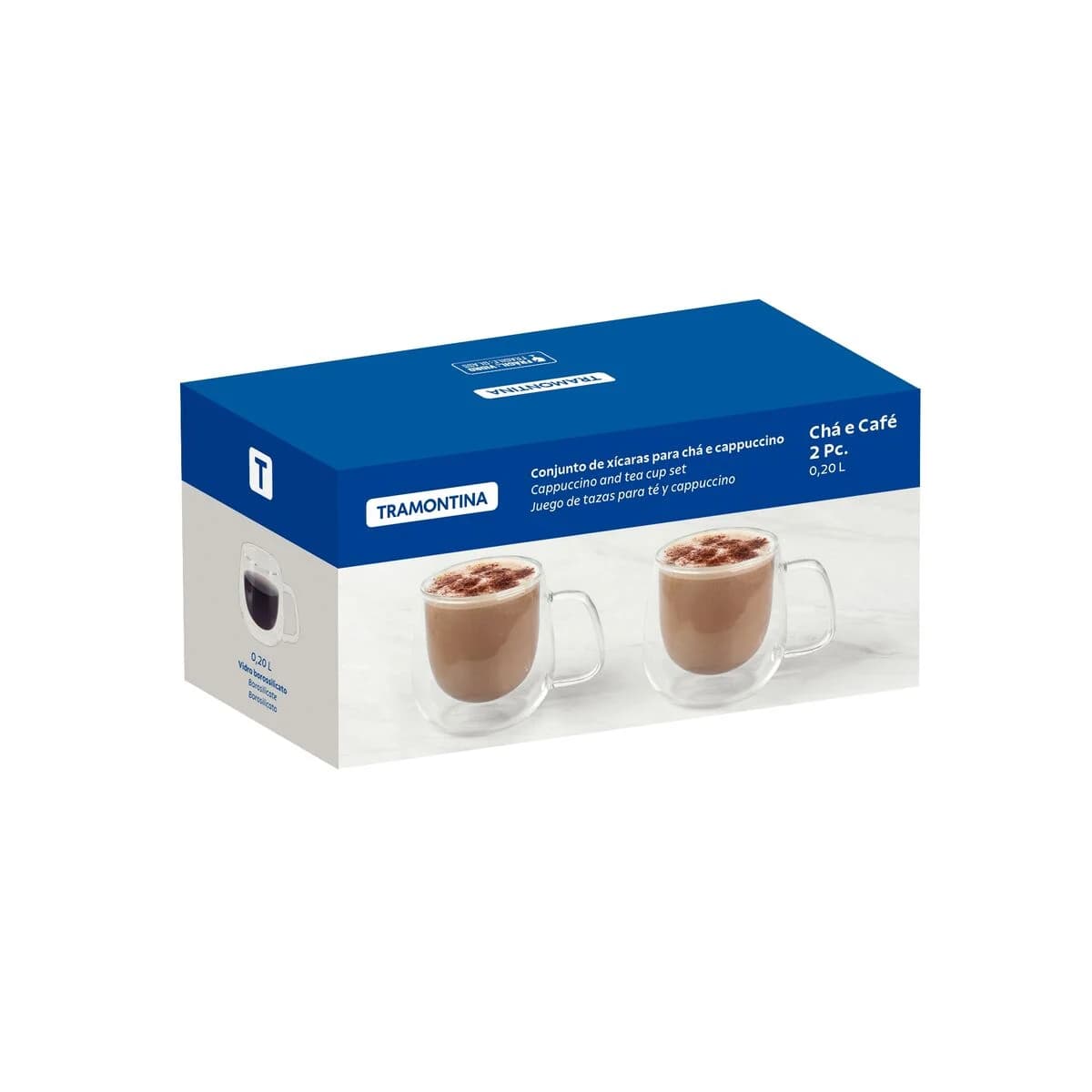Taza Doble Vidrio Tramontina Cafe x2 Unid. 200 ml — miniatura 2