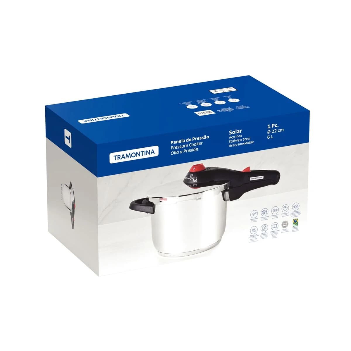 Olla a Presion Tramontina Triple Fondo Induccion Solar 6 Lts — miniatura 2