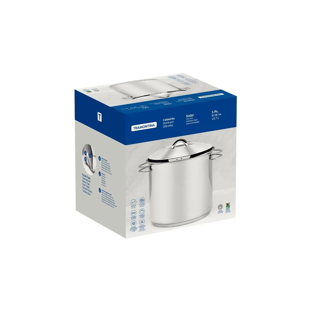 Olla Tramontina Acero Inoxidable Induccion 9,6 Litros Solar — miniatura 2