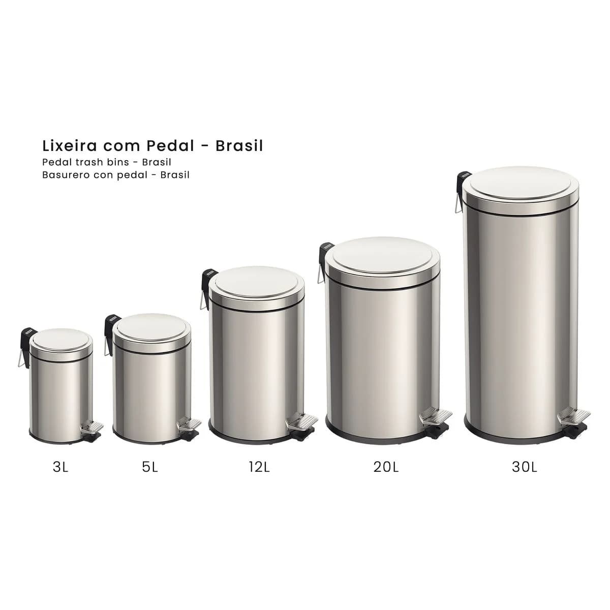 Basurero de Acero Inox con Pedal Brasil 12 L Tramontina — miniatura 7