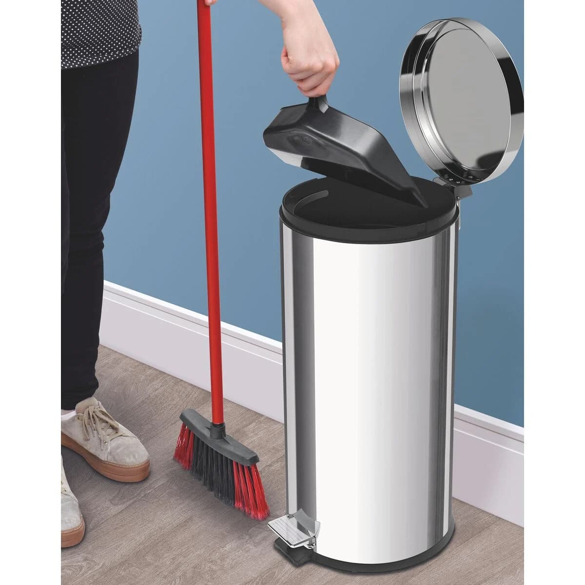 Basurero de Acero Inox con Pedal Brasil 30 L Tramontina — miniatura 8