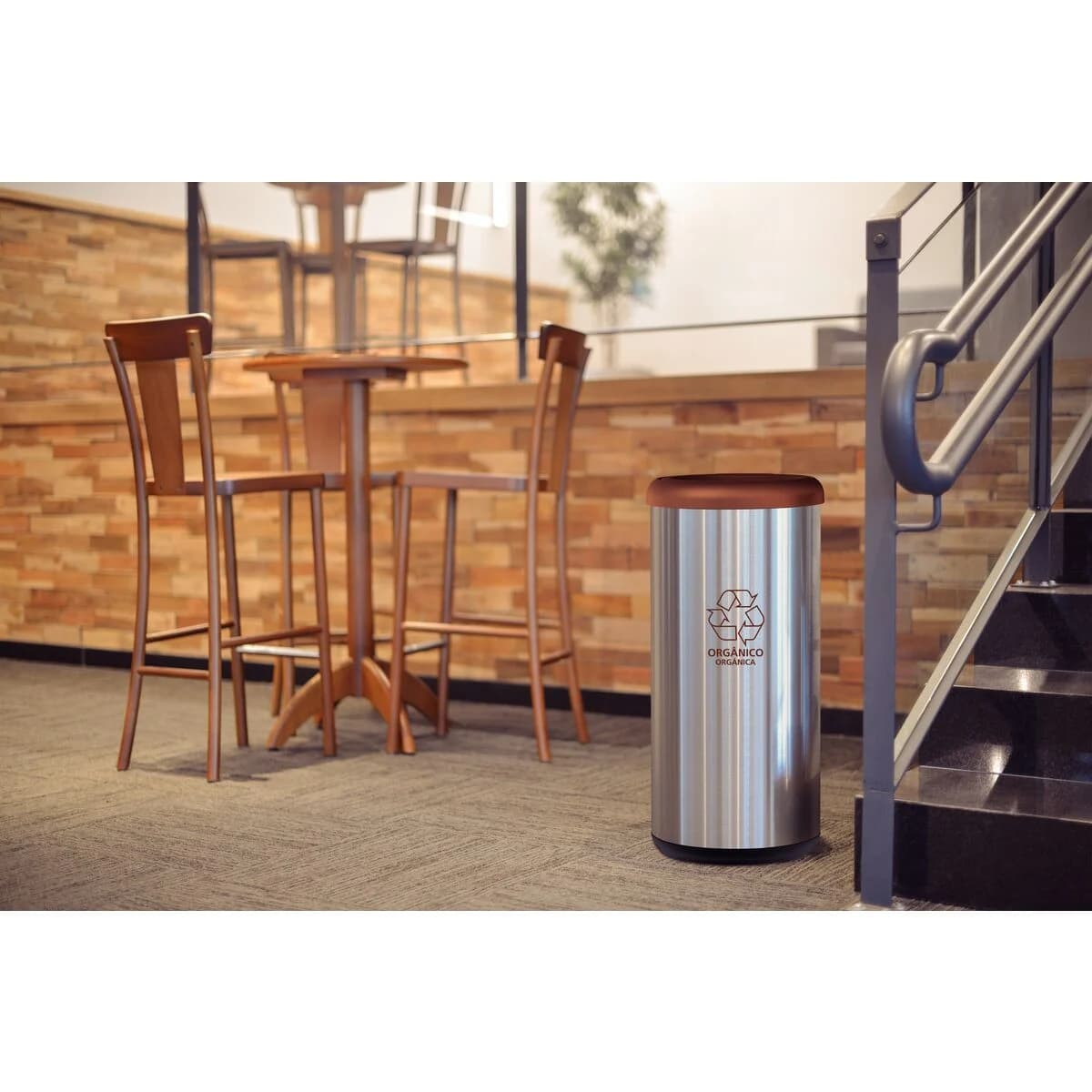 Basurero Acero Inox Tramontina Piemonte Vaiven 40 L Marron — miniatura 3