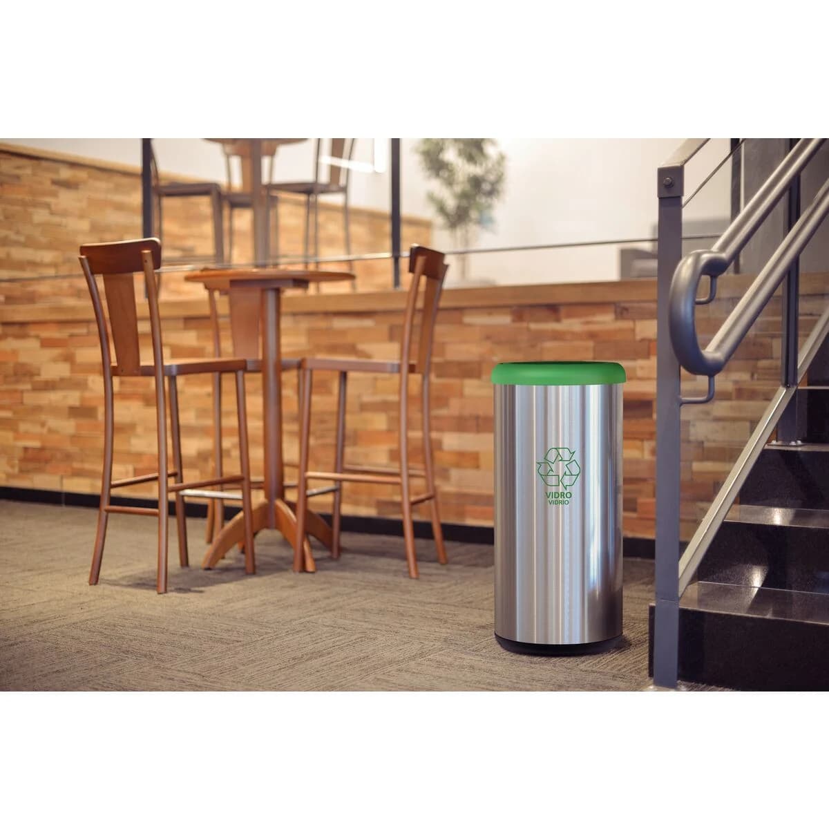 Basurero Acero Inox Tramontina Piemonte Vaiven 40 L Verde — imagen 2 de 4