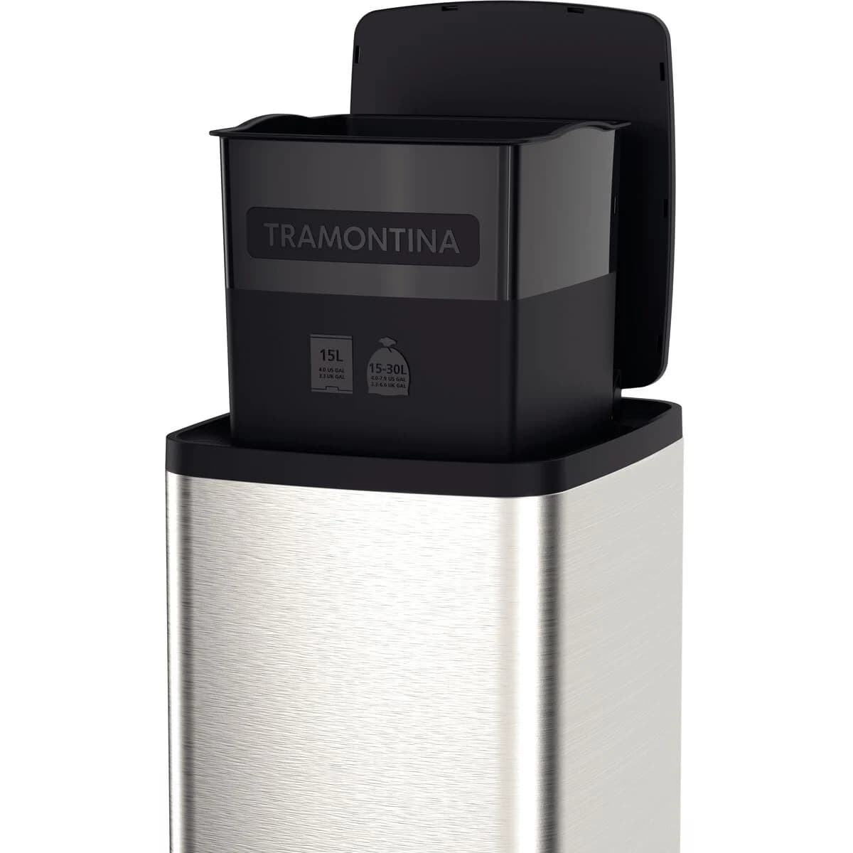 Basurero en Acero Inox con Pedal Tramontina Octos 15 Litros — miniatura 2