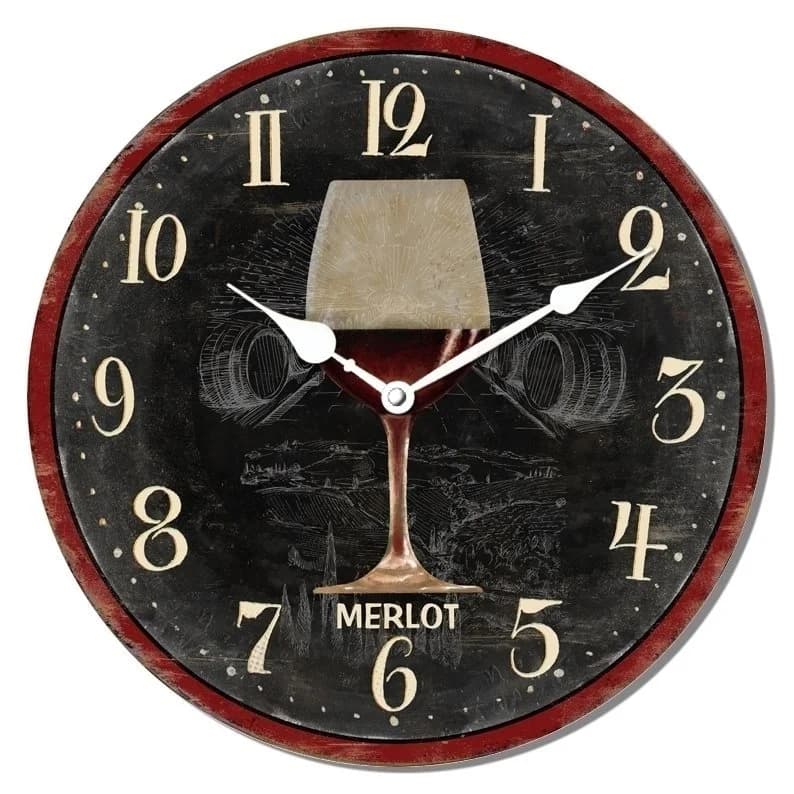 Reloj De Pared Selecta 29 Cm Copa Vino Mdf — imagen 1 de 1