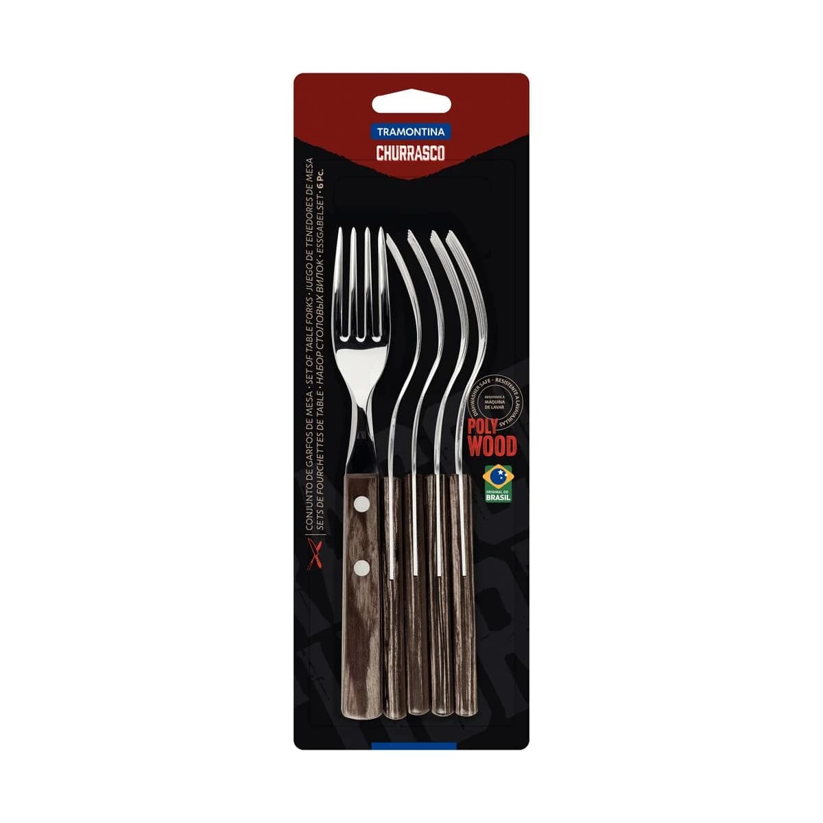 Tenedor De Mesa Polywood Tramontina Acero Inox X6 Unid. — miniatura 3