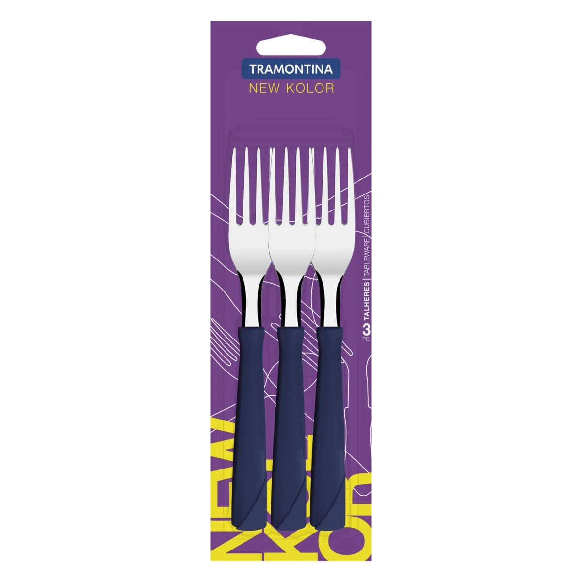 Tenedor De Mesa Tramontina New Kolor X3 Unid Azul — miniatura 3