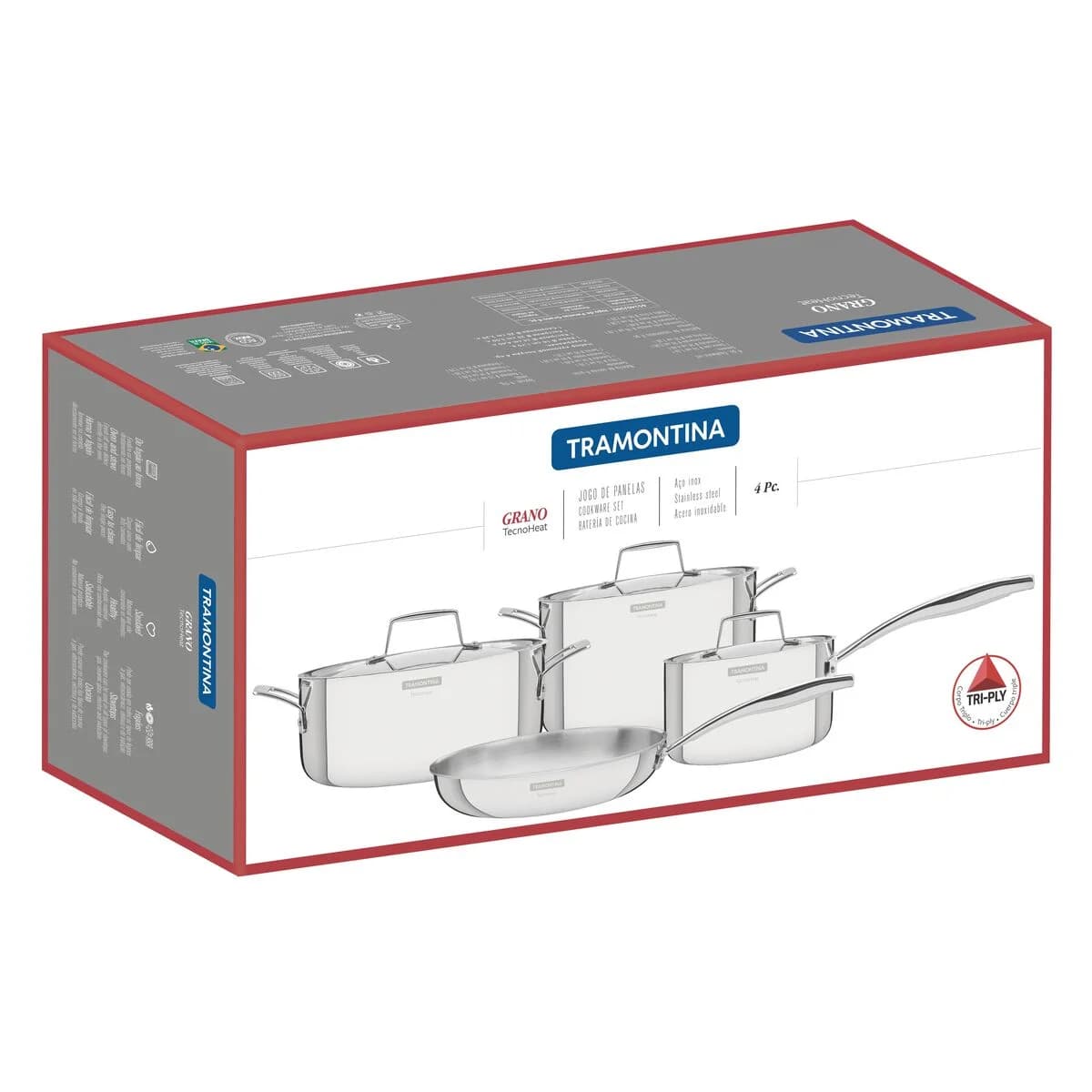 Bateria de Cocina Tramontina Ollas Induccion Grano 4 Piezas Acero Inoxidable — miniatura 2