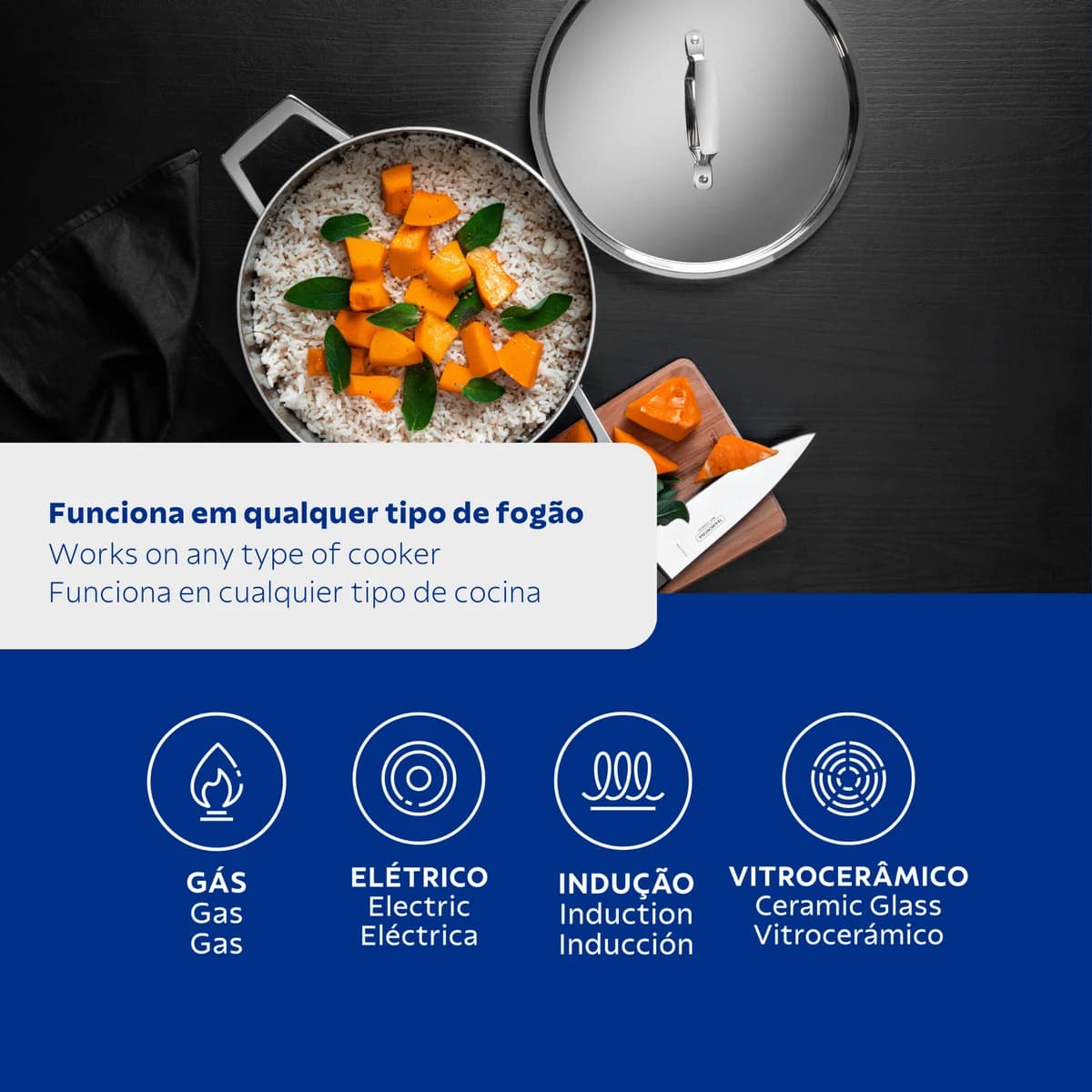 Bateria de Cocina Tramontina Ollas Induccion Grano 4 Piezas Acero Inoxidable — miniatura 4