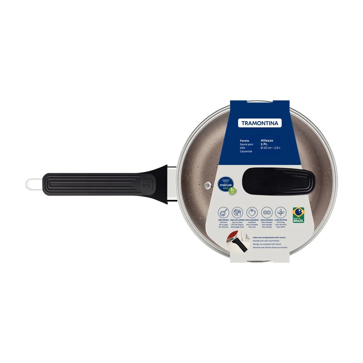 Cacerola Olla Tramontina Milazzo Antiadher 20 Cm 2,9 Litros — miniatura 2