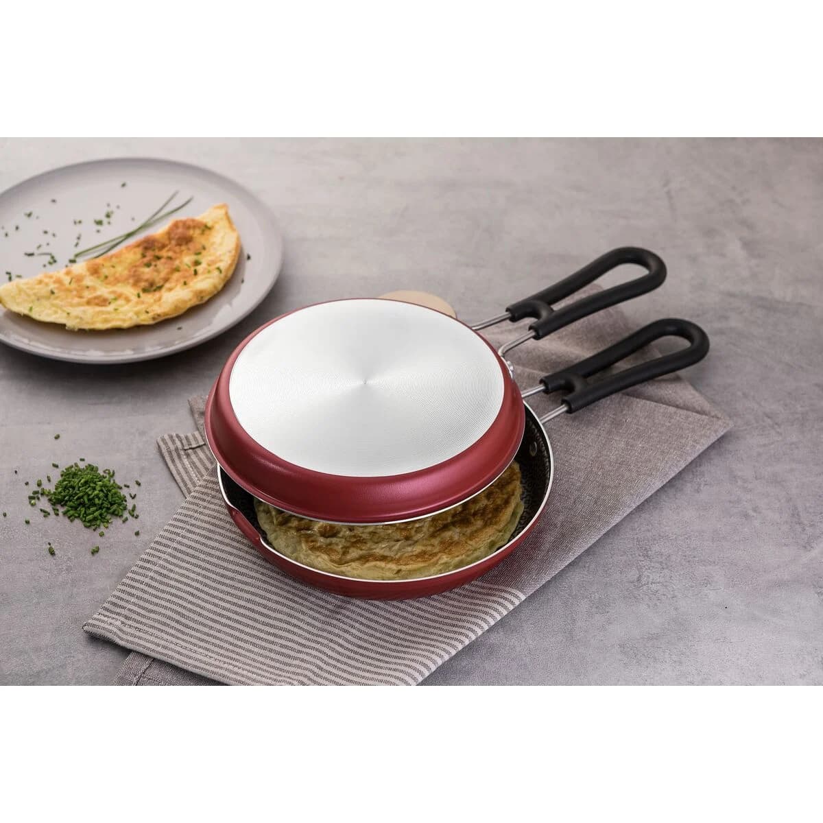 Sarten Doble Antiadherente Tramontina Teflon 24 Cm Rojo — miniatura 3