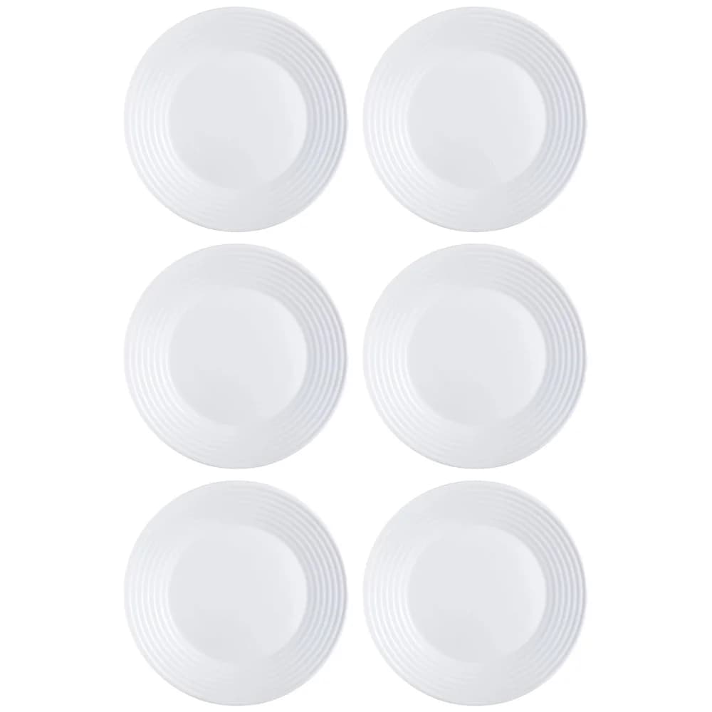 Plato Llano Vidrio Blanco Luminarc Harena 25 Cm X6 Unid