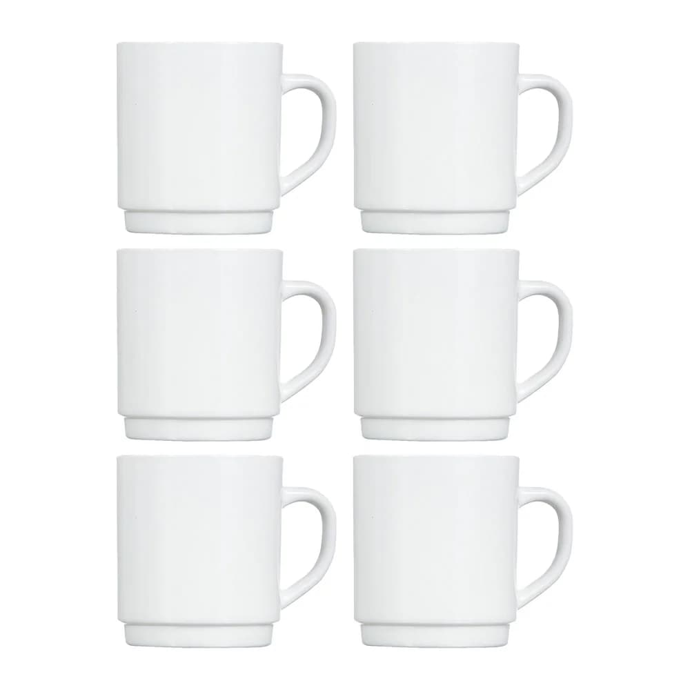 Taza De Vidrio Blanco Mug Apilable Luminarc 290 Ml X6 Unid — imagen 1 de 2