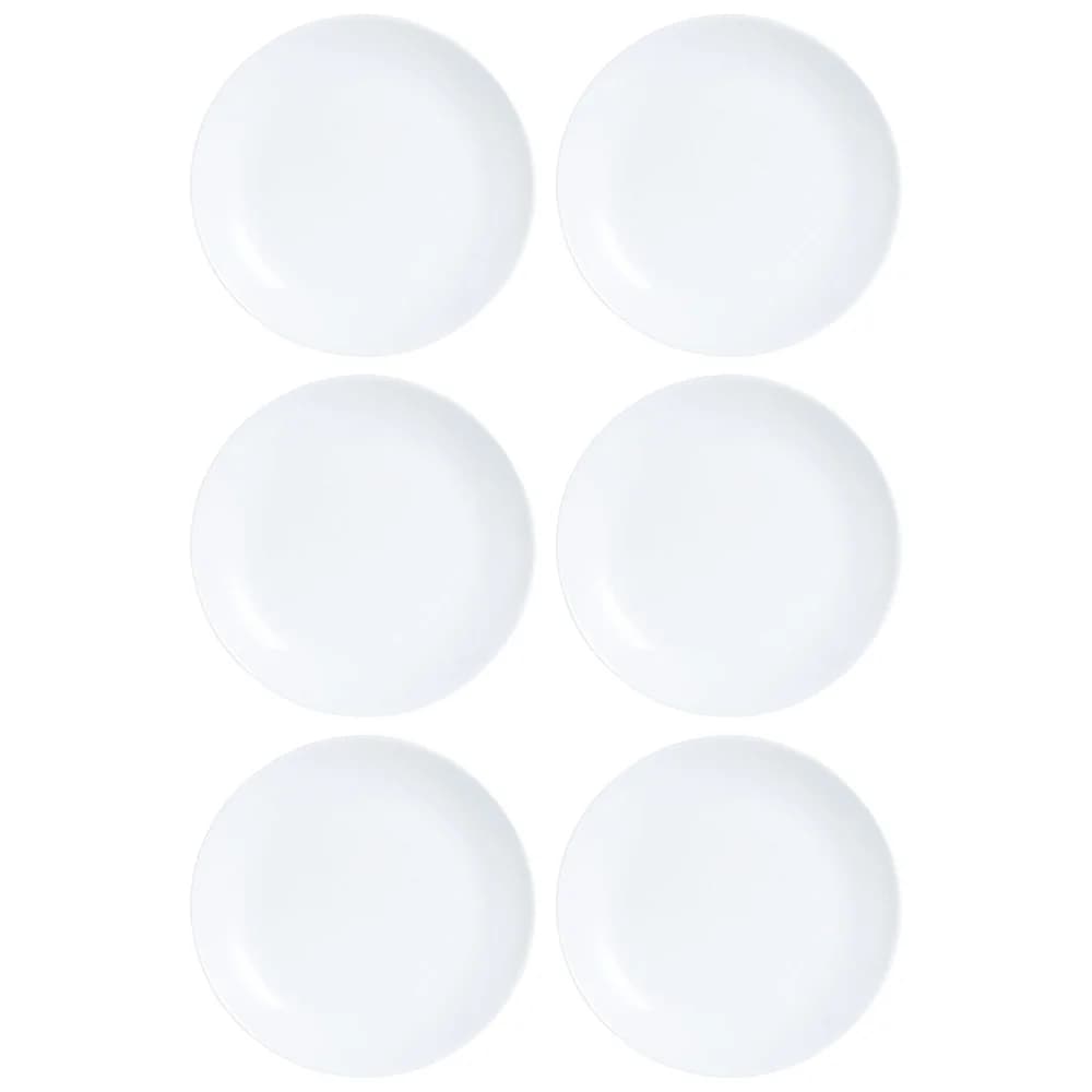 Plato Llano Vidrio 25 Cm Luminarc Blanco Diwali X6 Unid — imagen 1 de 1