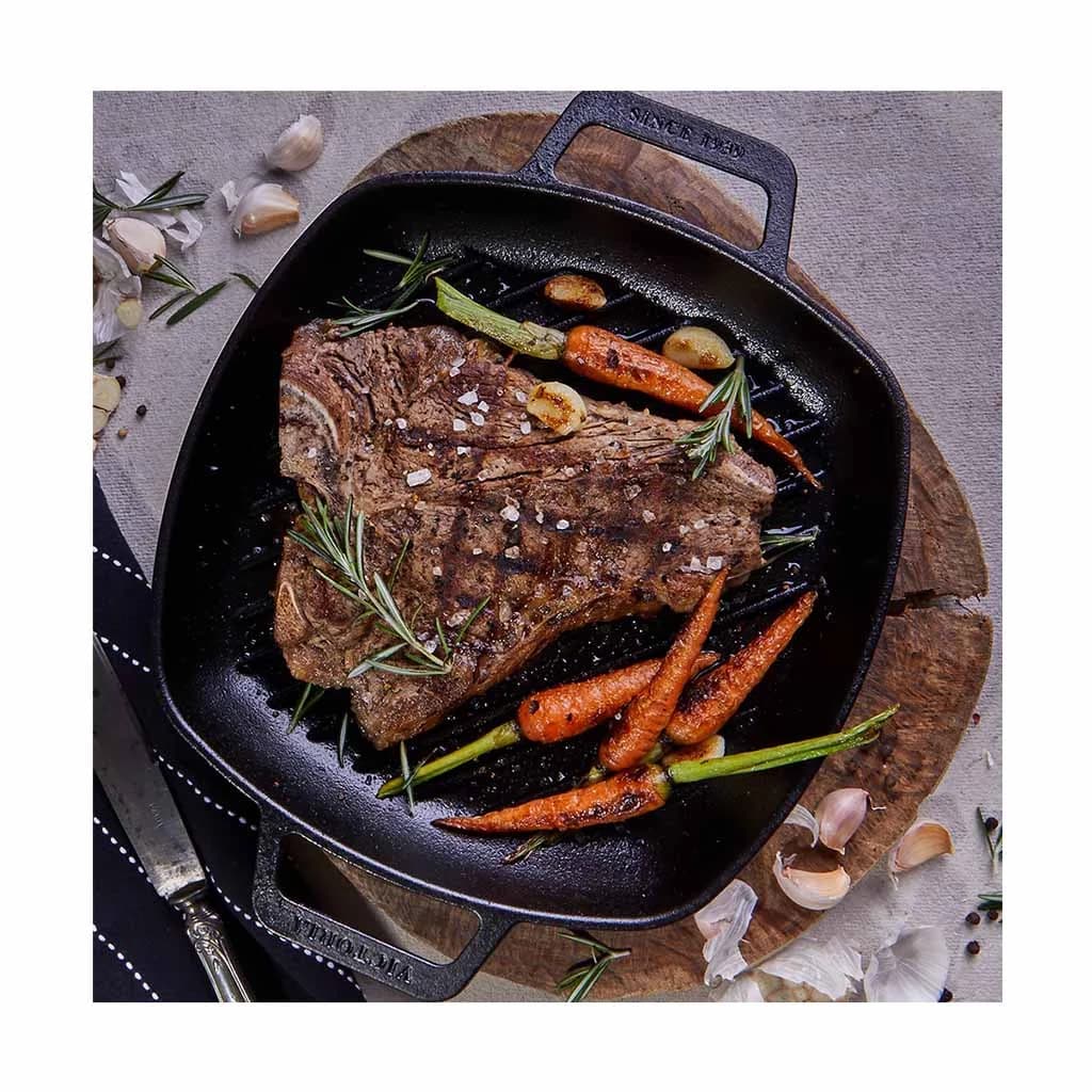 Plancha De Hierro Esmaltado Victoria Doble Asa Grill 25 Cm — miniatura 4