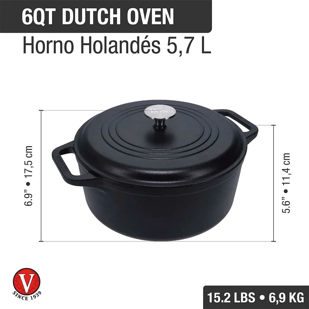 Cacerola De Hierro Curado 26 Cm Con Asas 6 Litros Victoria — miniatura 3