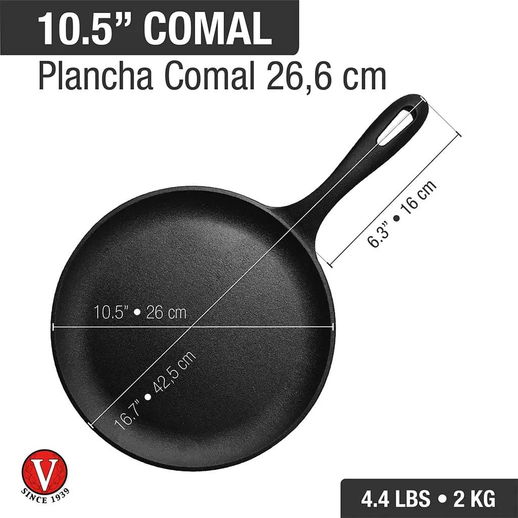 Sarten Comal Hierro Curado 26.5cm Victoria Negro — miniatura 3