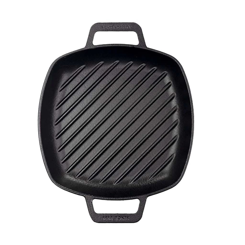 Plancha De Hierro Curado Cuadrada Doble Asa Victoria 25 Cm — miniatura 2