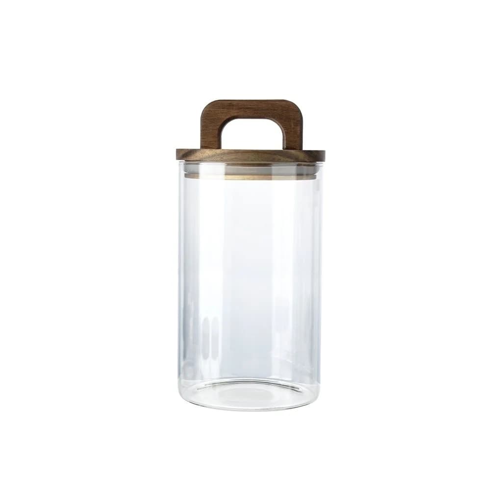 Frasco De Vidrio 1 Litro Con Tapa De Madera Selecta — imagen 1 de 4