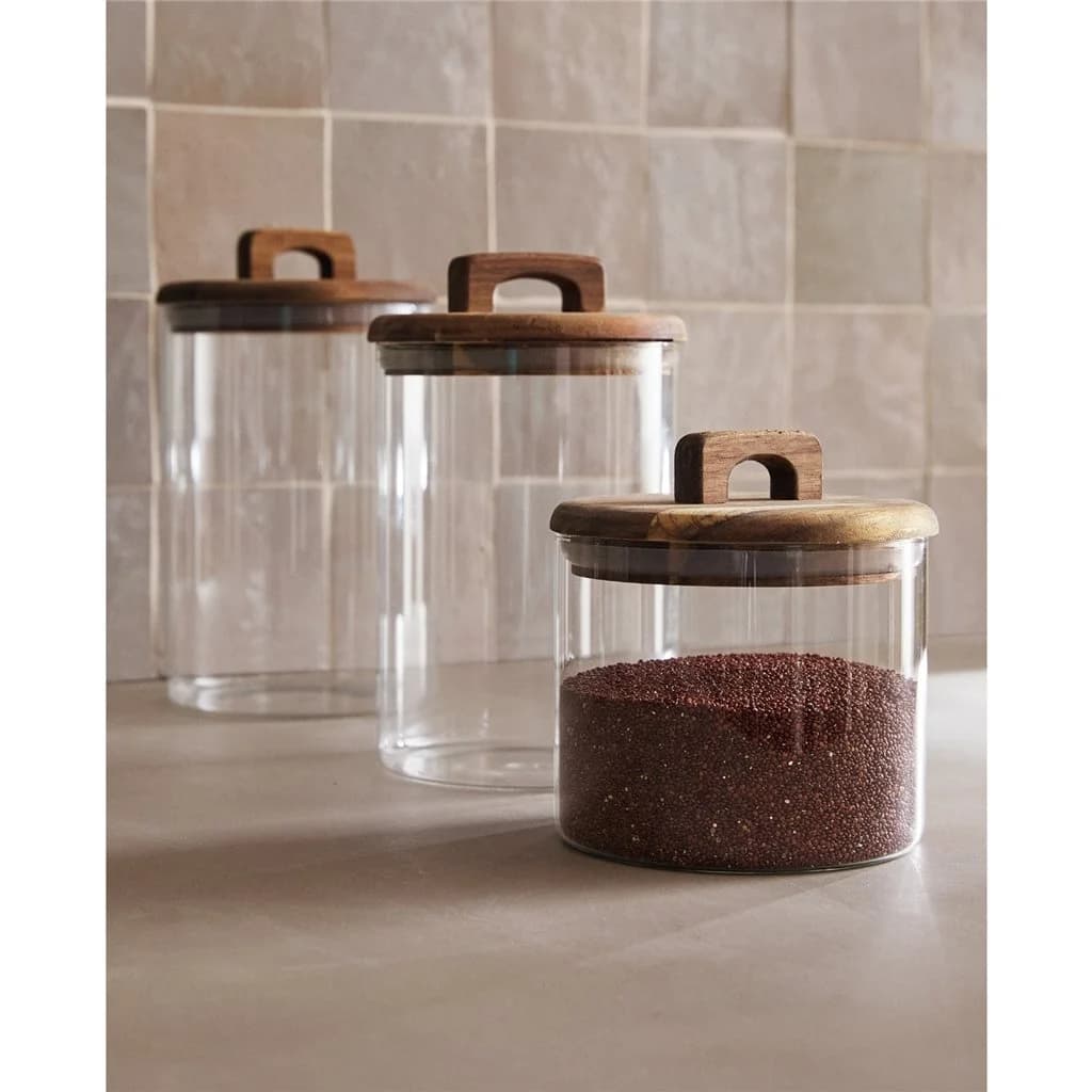 Frasco De Vidrio 1 Litro Con Tapa De Madera Selecta — miniatura 2