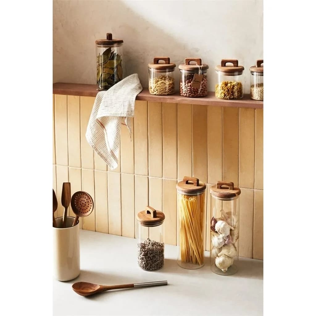 Frasco De Vidrio 1 Litro Con Tapa De Madera Selecta — miniatura 4