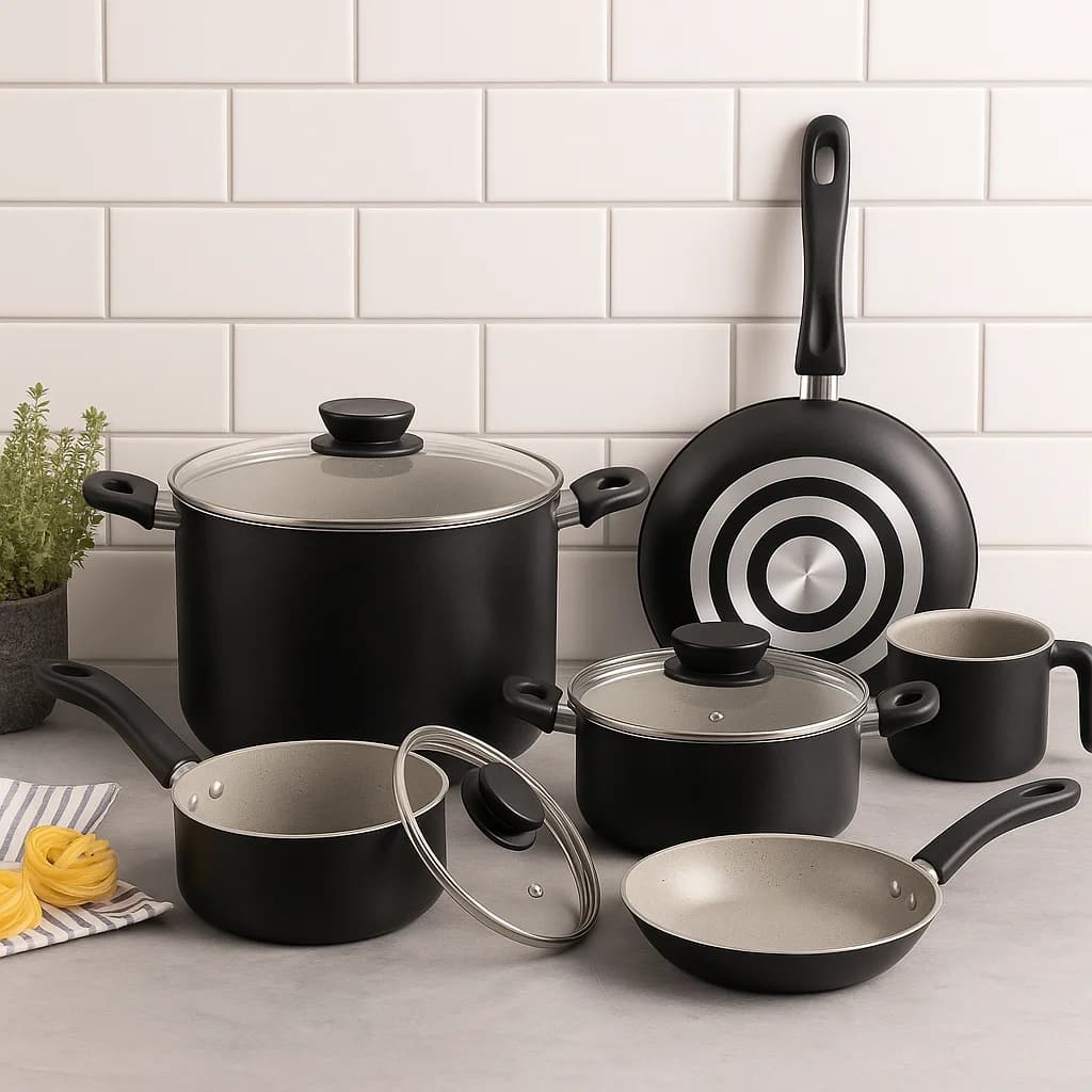 Juego Batería De Cocina Tramontina Antiadherente 9 Pz Linz - NEGRO — miniatura 2