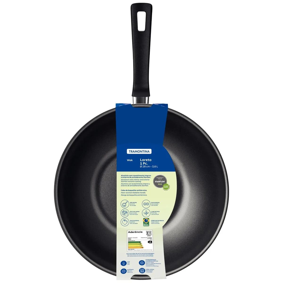 Wok Antiadherente Tramontina Sarten Loreto 28 Cm 3,6 Litros — miniatura 2