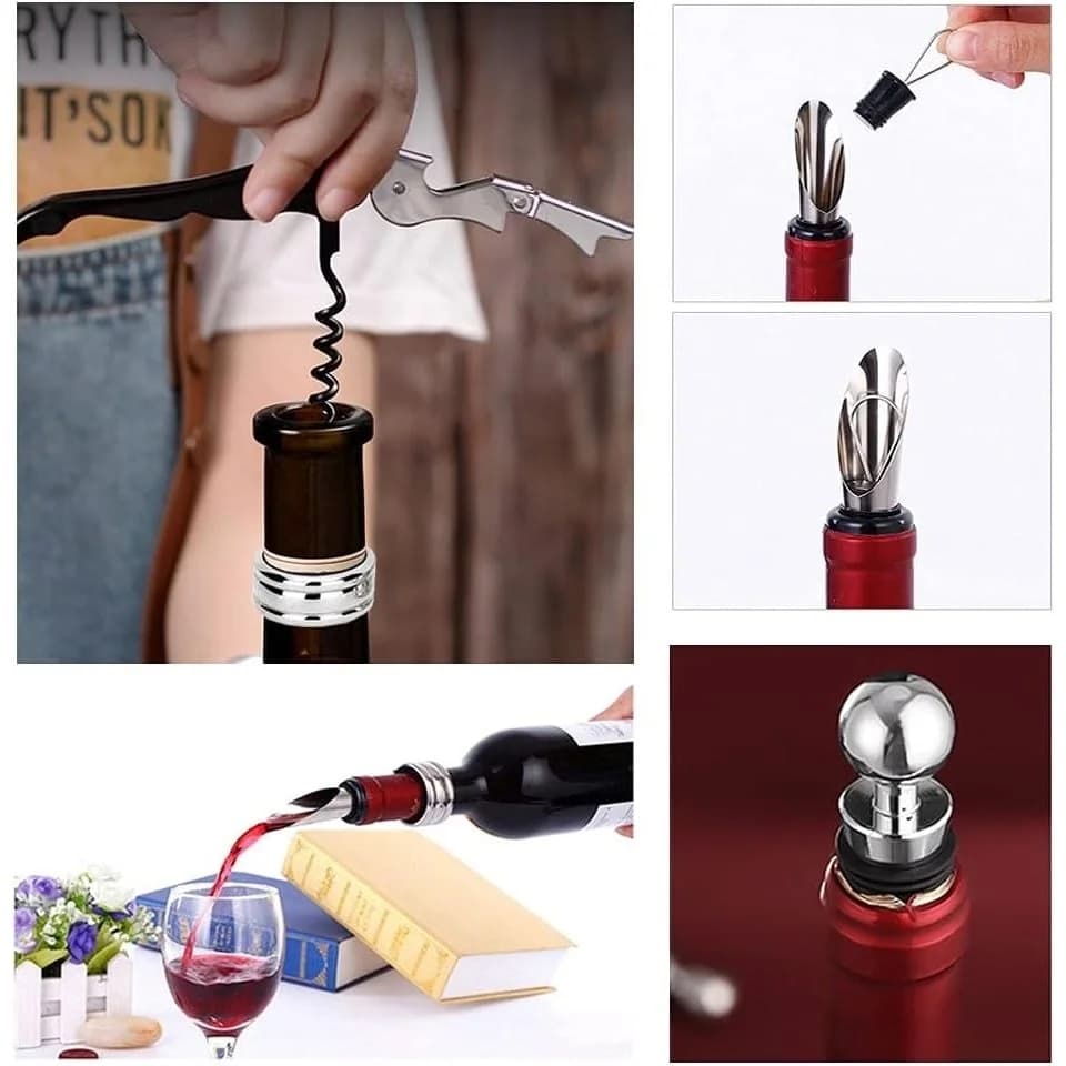 Set De Vino Kit Accesorios 4 Piezas Acero Inoxidable — imagen 2 de 2