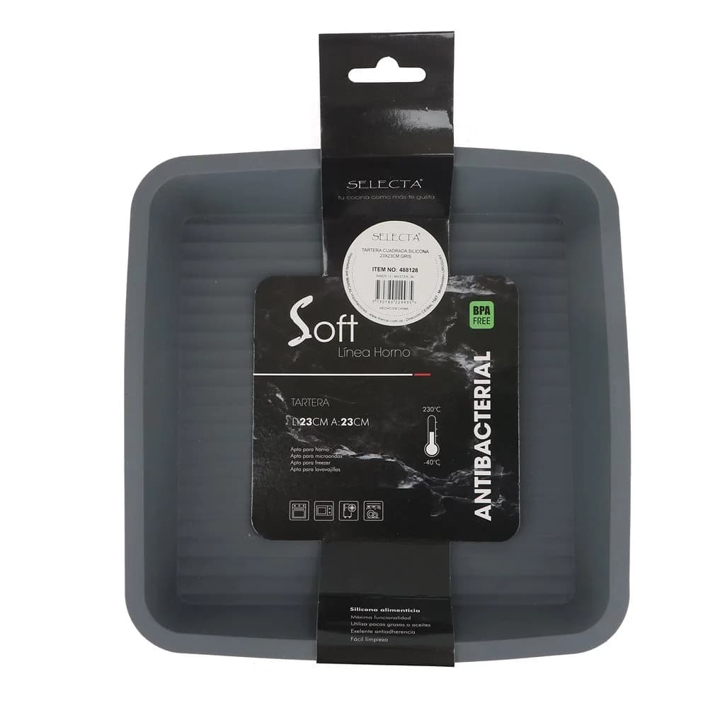 Tortera De Silicona Cuadrada Molde 23 Cm Antibact Bpa Free — miniatura 2
