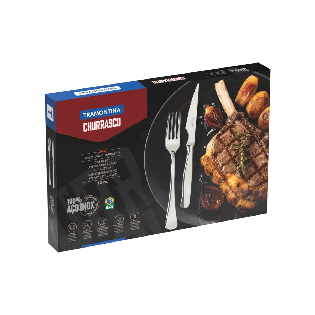 Juego De Cubiertos Tramontina Asado 12 Pz Acero Inox Zurique — miniatura 2