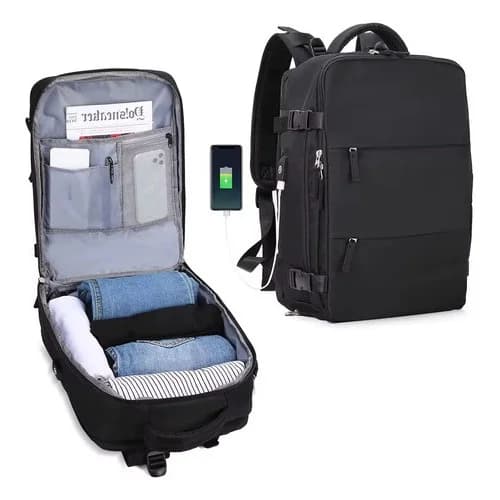 Mochila De Viaje 40 Lts Carry On Notebook Tela Oxford — miniatura 5