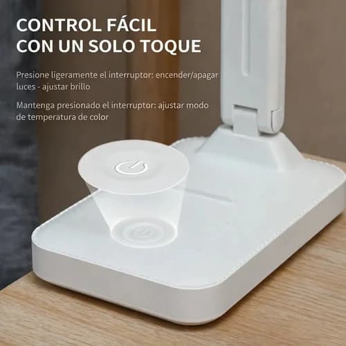 Lámpara Led Escritorio Inalámbrica Usb Táctil 3 Tonos — imagen 3 de 5
