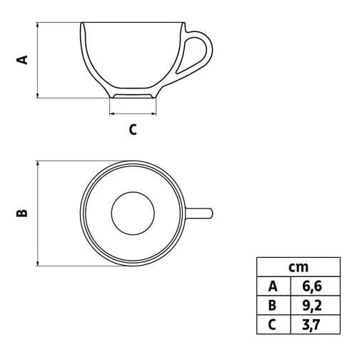 Taza De Té Tramontina Porcelana Blanca 250 Ml — imagen 3 de 4