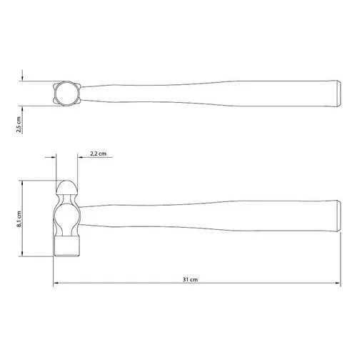 Martillo De Bola Pulido Tramontina 200 G Mango De Madera — imagen 4 de 4