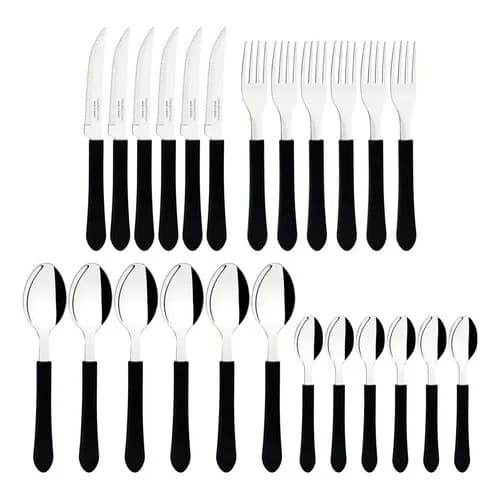 Juego De Cubiertos Tramontina Leme Con Cajonera 25 Piezas Negro — imagen 2 de 5