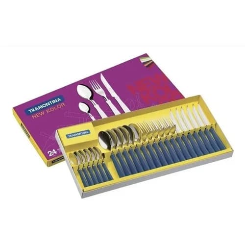 Juego De Cubiertos Tramontina New Kolor 24 Piezas Acero Azul — imagen 2 de 4