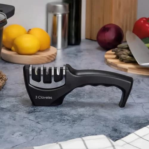 Afilador De Cuchillos Manual 3 Claveles Antideslizante 20 Cm — imagen 3 de 8