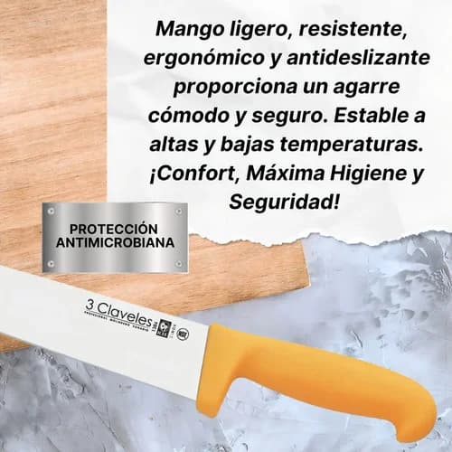 Cuchillo Carnicero Angosto 3 Claveles Acero Inoxidable 25 Cm — imagen 5 de 7