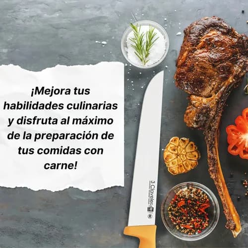 Cuchillo Carnicero Angosto 3 Claveles Acero Inoxidable 25 Cm — imagen 6 de 7