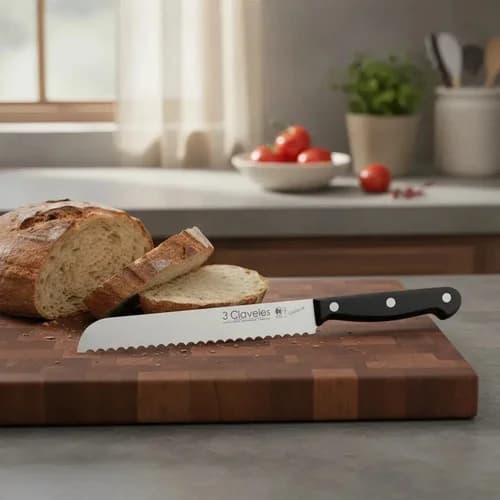 Cuchillo De Pan 3 Claveles Uniblock 20 Cm Acero Inoxidable Negro — imagen 4 de 5