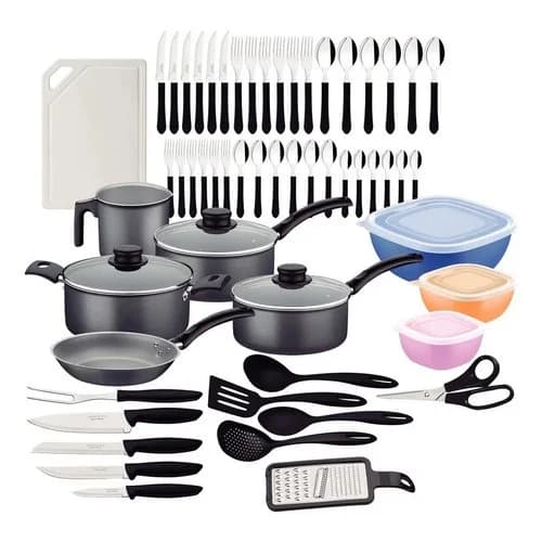 Kit De Cocina Tramontina 56 Piezas Ollas Y Cubiertos Grafito — imagen 1 de 2