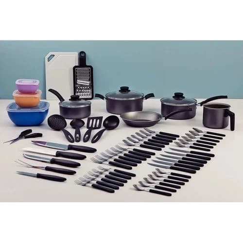 Kit De Cocina Tramontina 56 Piezas Ollas Y Cubiertos Grafito — imagen 2 de 2