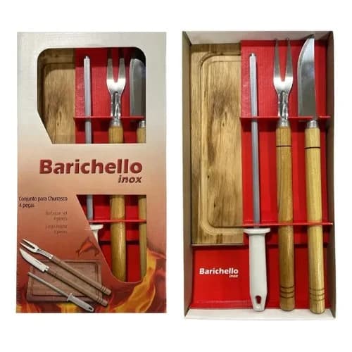 Set De Parrilla Barrichello Asado 4 Piezas Con Tabla De Madera — imagen 1 de 1