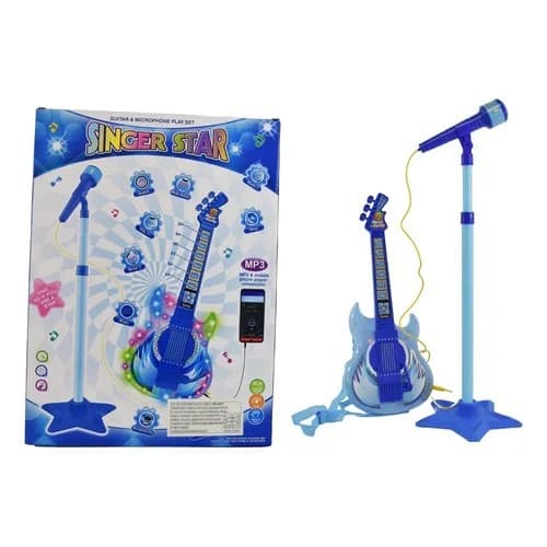 Micrófono De Pie Con Guitarra Eléctrica Juguete Infantil — imagen 1 de 8